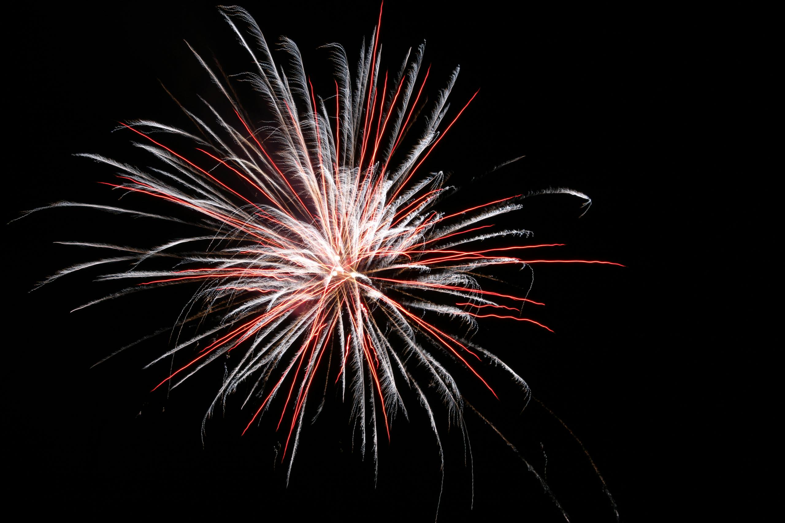 White and Red Firework Burst
